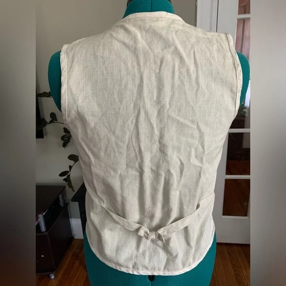 Vintage linen beaded embroidered vest - Picture 5 of 9